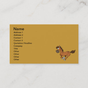 FUNNY BROWN CARTOON HORSE RUNNING GALLOPING BUSINESS CARD
