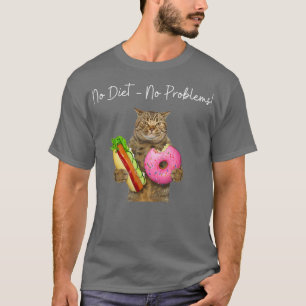 Funny brown Cat with a hot dog and a doughnut T-Shirt
