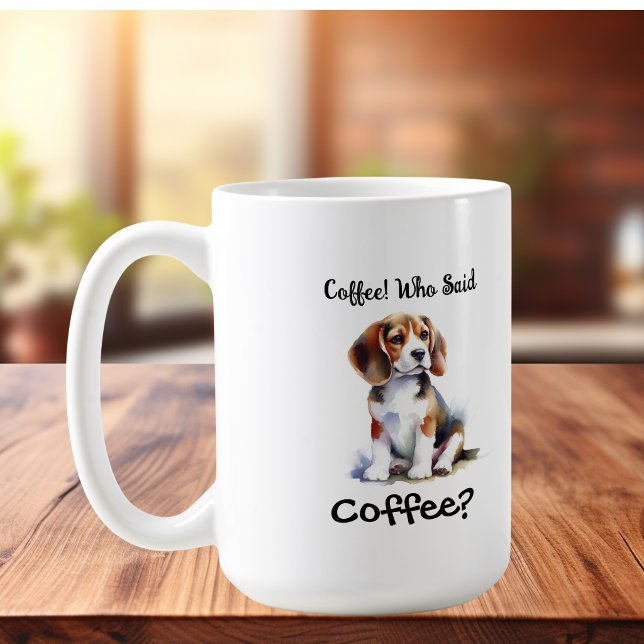 Funny BROWN 'Coffee' Beagle Personalise Coffee Mug (Creator Uploaded)