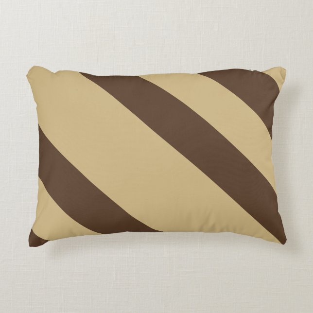 Funny Brown Diagonal Stripes Round Pillow (Front)