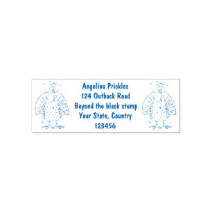 Funny brown farmyard turkey with flies cartoon self-inking stamp