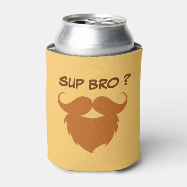 Funny Brown Moustache Can Cooler (Can Front)