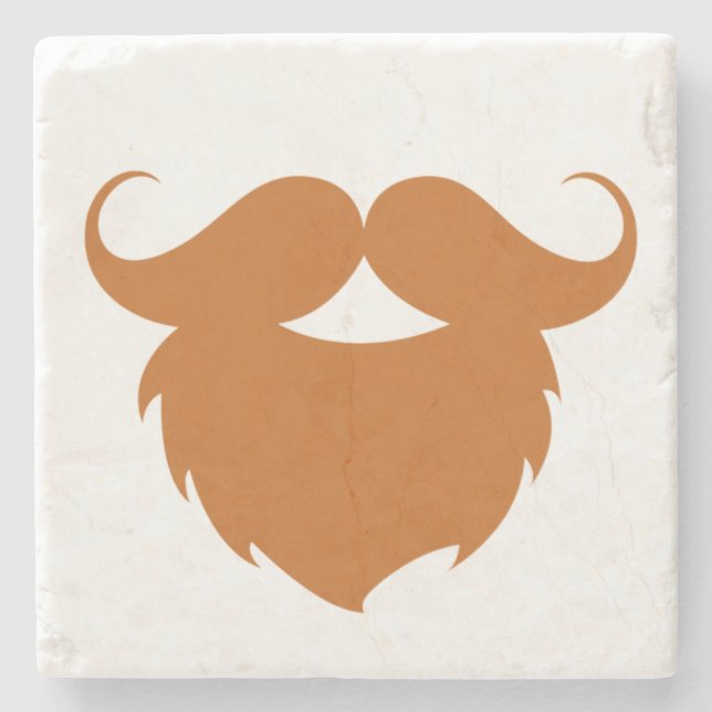 Funny Brown Moustache Stone Coaster (Front)