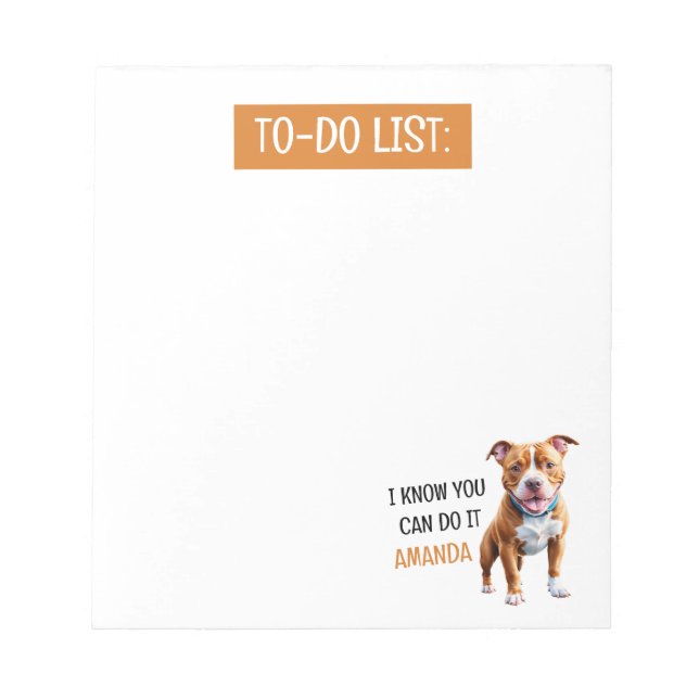 Funny Brown Pit bull To Do List Notepad (Front)