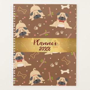 Funny Brown Pug Paws Personalised Planner