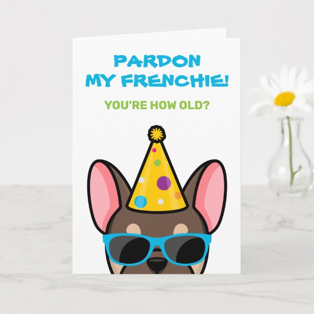 Funny Brown Tan French Bulldog Frenchie Birthday C Card (Small Plant)