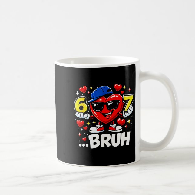Funny Bruh 67 Six Seven Meme Valentine Heart Dabbi Coffee Mug (Right)