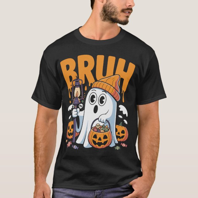 Funny Bruh Ghost Costume for Couples – Cute Hallow T-Shirt (Front)