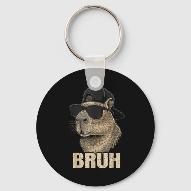 Funny Bruh Meme Capybara Lover Cool Sungles For Me Key Ring (Front)