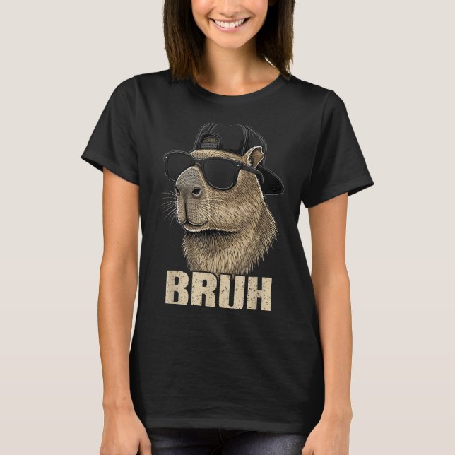 Funny Bruh Meme Capybara Lover Cool Sungles For Me T-Shirt (Front)