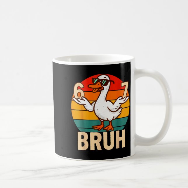 Funny Bruh Retro Duck 6 7 Meme Kids Teen Boys  Coffee Mug (Right)