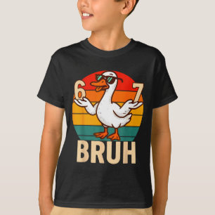 Funny Bruh Retro Duck 6 7 Meme Kids Teen Boys T-Shirt