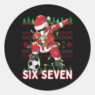 Funny Bruh Soccer Santa 67 Meme Christmas Xmas Paj Classic Round Sticker