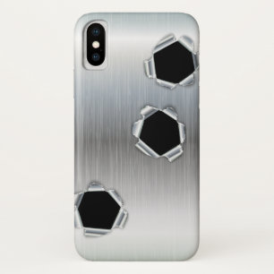 Funny Brushed Metal and Bullet Holes iPhone X Case