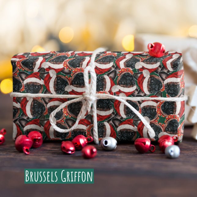 Funny Brussels Griffon Christmas Pattern Wrapping Paper (Creator Uploaded)