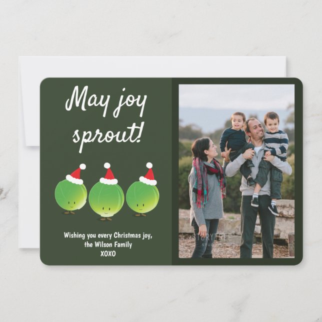Funny Brussels Sprouts Photo Christmas Holiday Card (Front)