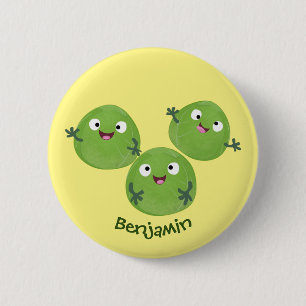 Funny Brussels sprouts vegetables cartoon 6 Cm Round Badge
