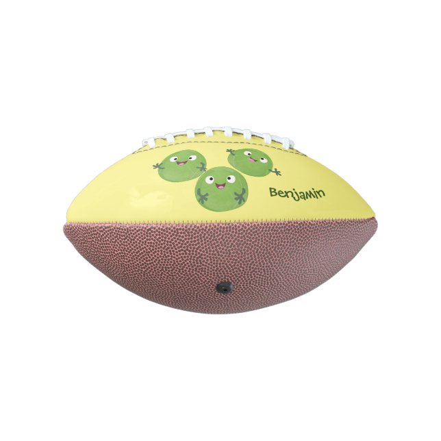 Funny Brussels sprouts vegetables cartoon American Football (Rotated 270)