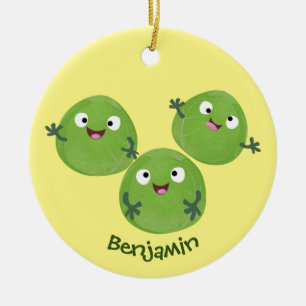 Funny Brussels sprouts vegetables cartoon Ceramic Tree Decoration