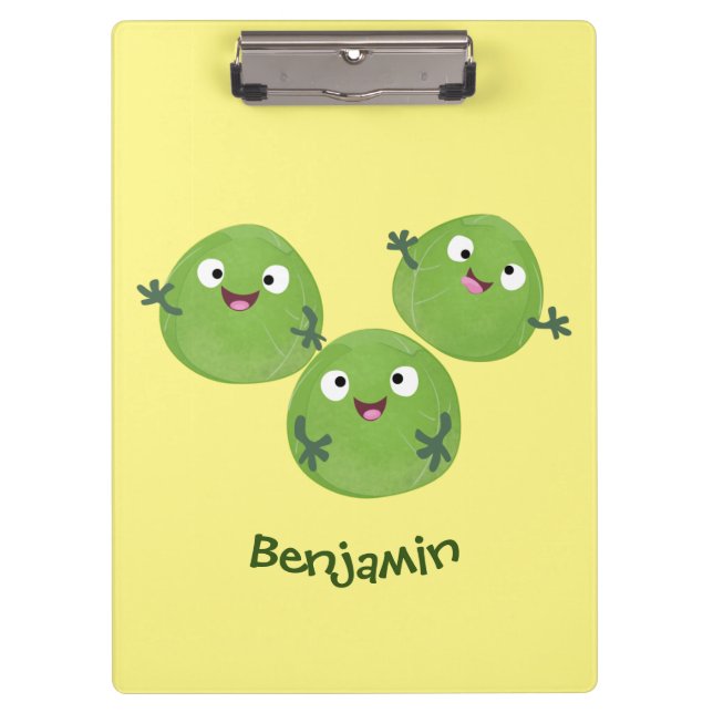 Funny Brussels sprouts vegetables cartoon Clipboard (Front)