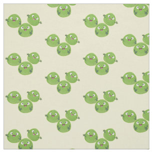 Funny Brussels sprouts vegetables cartoon Fabric