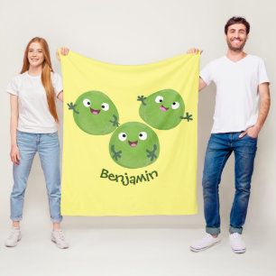 Funny Brussels sprouts vegetables cartoon Fleece Blanket