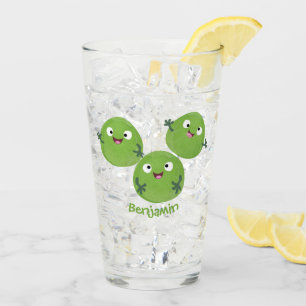 Funny Brussels sprouts vegetables cartoon Glass