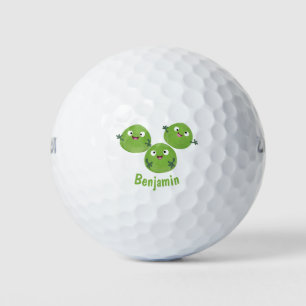 Funny Brussels sprouts vegetables cartoon Golf Balls