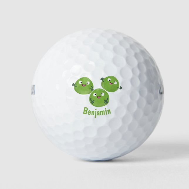Funny Brussels sprouts vegetables cartoon Golf Balls (Front)