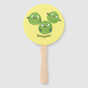 Funny Brussels sprouts vegetables cartoon Hand Fan