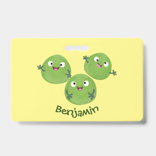 Funny Brussels sprouts vegetables cartoon ID Badge