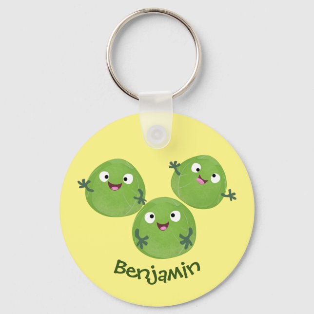 Funny Brussels sprouts vegetables cartoon Key Ring (Front)