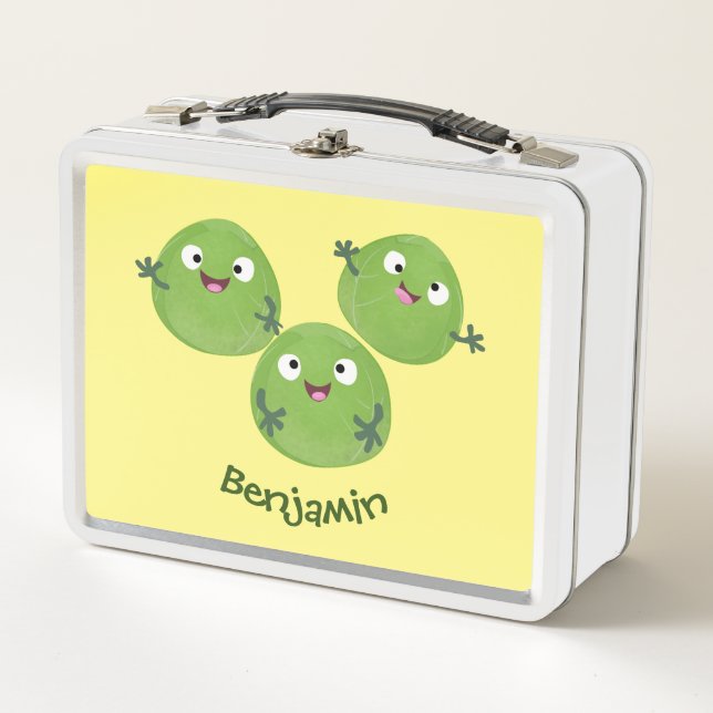 Funny Brussels sprouts vegetables cartoon Metal Lunch Box (Front)