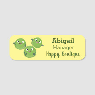Funny Brussels sprouts vegetables cartoon  Name Tag