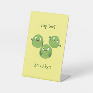 Funny Brussels sprouts vegetables cartoon Pedestal Sign