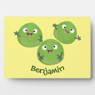 Funny Brussels sprouts vegetables cartoon Plaque