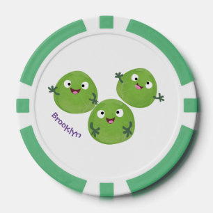 Funny Brussels sprouts vegetables cartoon Poker Chips