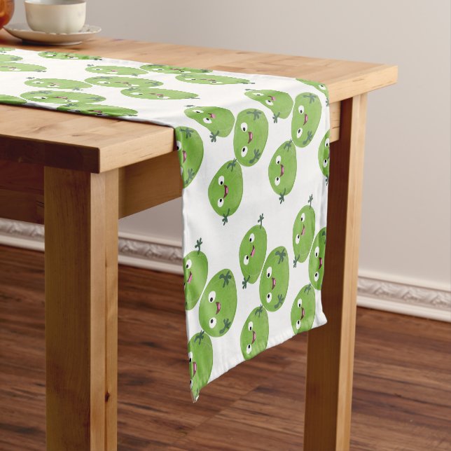 Funny Brussels sprouts vegetables cartoon Short Table Runner (In Situ)