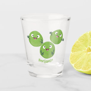 Funny Brussels sprouts vegetables cartoon Shot Glass