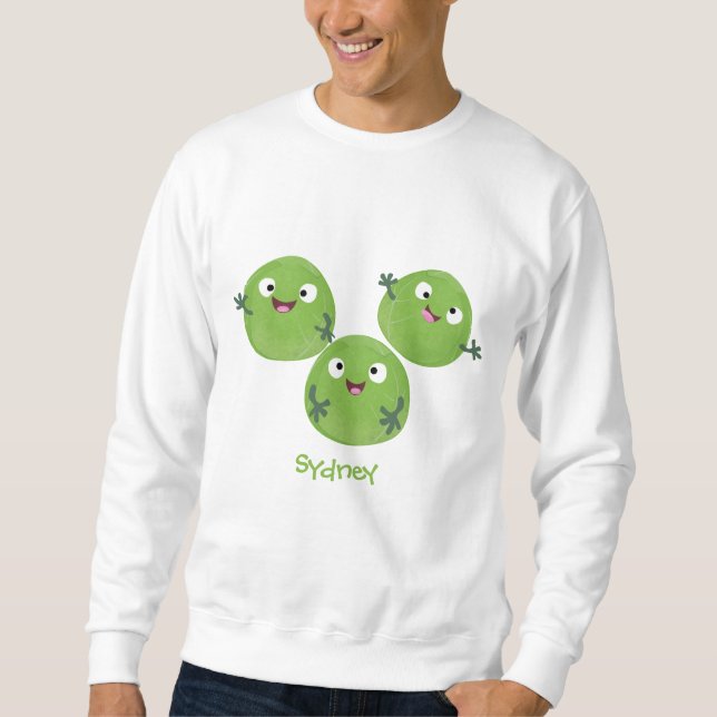 Funny Brussels sprouts vegetables cartoon Sweatshirt (Front)