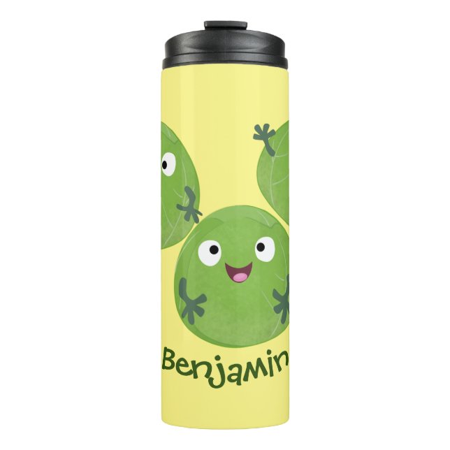 Funny Brussels sprouts vegetables cartoon Thermal Tumbler (Front)