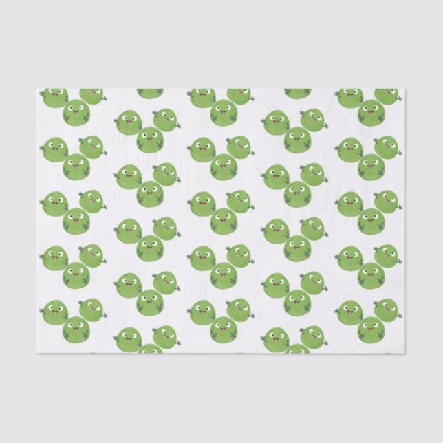 Funny Brussels sprouts vegetables cartoon Tissue Paper (Front)
