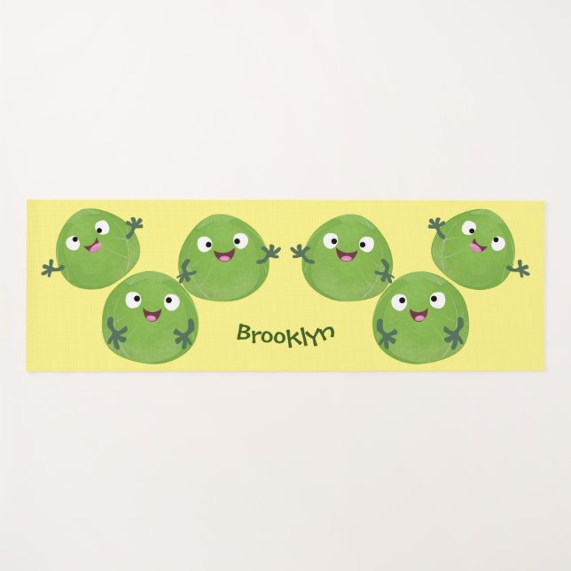 Funny Brussels sprouts vegetables cartoon Yoga Mat (Front (Horizontal))