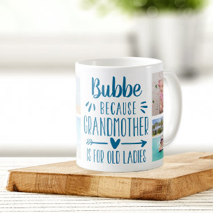 Funny Bubbe Grandchildren Names & Photo Collage Coffee Mug