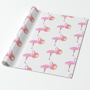 Funny Bubble Gum Flamingo Blowing Bubble Wrapping Paper