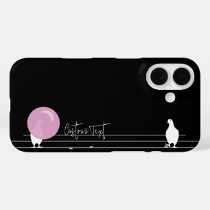 Funny Bubblegum Birds on a Wire Black iPhone 16 Case