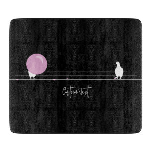 Funny Bubblegum Birds on a Wire Black Cutting Board