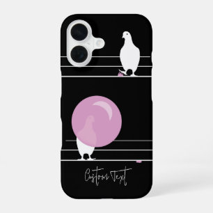 Funny Bubblegum Birds on a Wire Black iPhone 16 Case