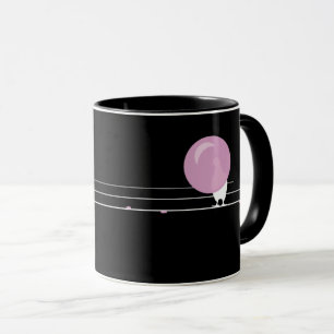 Funny Bubblegum Birds on a Wire Black Mug