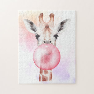 Funny Bubblegum Giraffe Jigsaw Puzzle